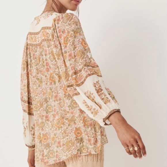 James Floral Shift Viscose Blouse With Blouson Sleeves, Airy Flowy Top - Picture 5 of 14